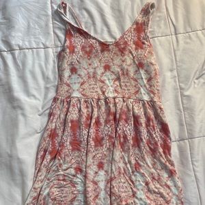 One clothing women’s pink and white tie-dye dress, size large, cut-out in back